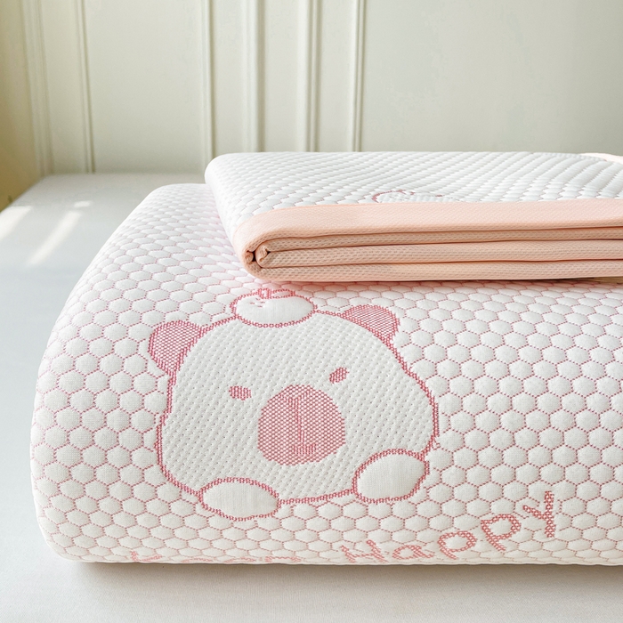 91家纺网 家纺一手货源 找家纺 梵朴 2025新款直播A类冰豆豆凉席席子三件套凉豆豆软凉席可机洗空调席子 卡皮巴拉-粉