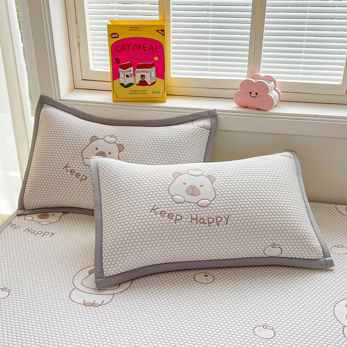 91家纺网 家纺一手货源 找家纺 梵朴 2025新款直播A类冰豆豆凉席席子三件套凉豆豆软凉席可机洗空调席子 卡皮巴拉-咖