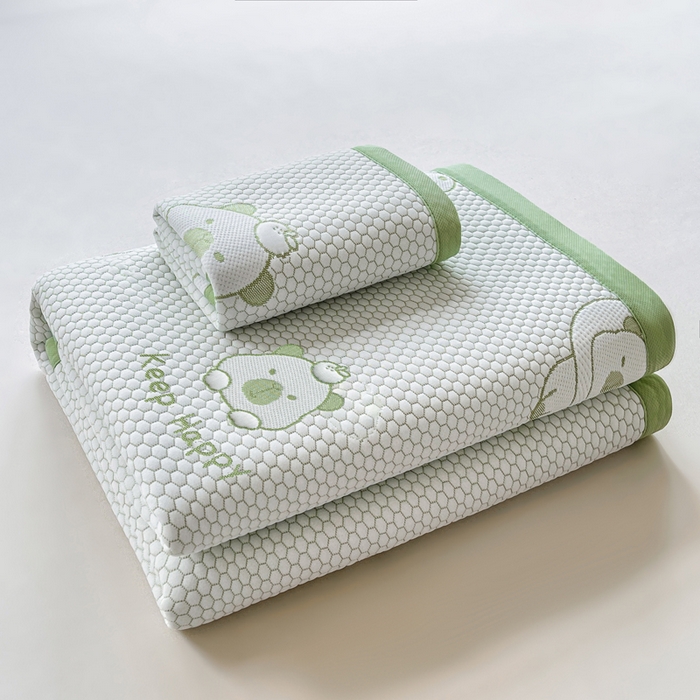 91家纺网 家纺一手货源 找家纺 梵朴 2025新款直播A类冰豆豆凉席席子三件套凉豆豆软凉席可机洗空调席子 卡皮巴拉-绿