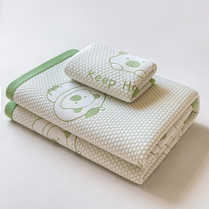 91家纺网 家纺一手货源 找家纺 梵朴 2025新款直播A类冰豆豆凉席席子三件套凉豆豆软凉席可机洗空调席子 卡皮巴拉-绿