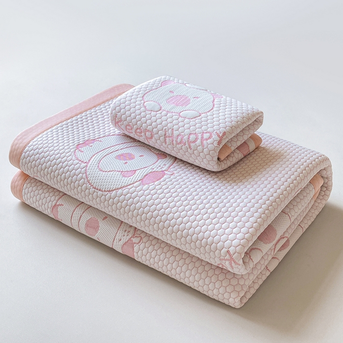 91家纺网 家纺一手货源 找家纺 梵朴 2025新款直播A类冰豆豆凉席席子三件套凉豆豆软凉席可机洗空调席子 卡皮巴拉-粉