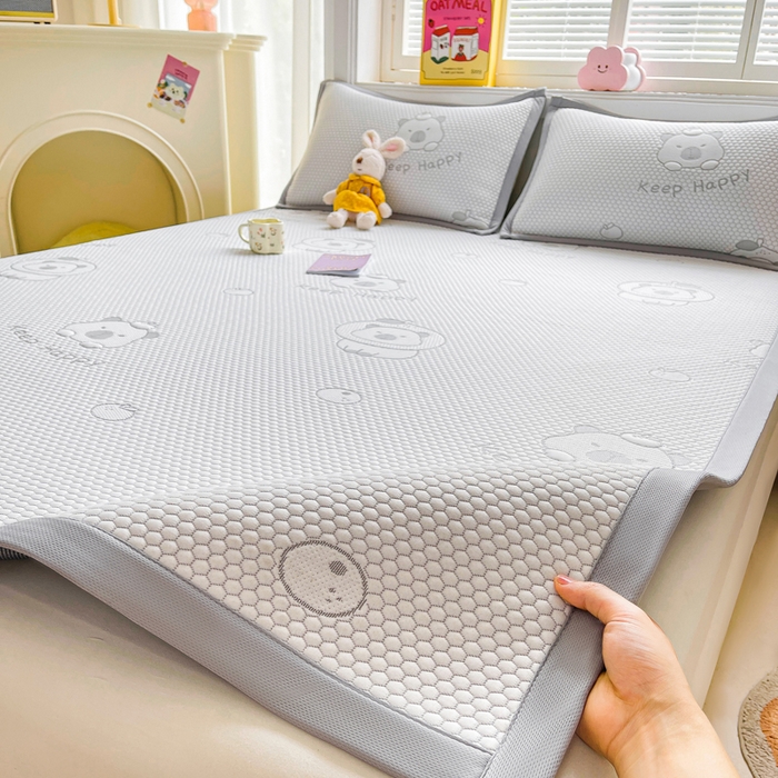 91家纺网 家纺一手货源 找家纺 梵朴 2025新款直播A类冰豆豆凉席席子三件套凉豆豆软凉席可机洗空调席子 卡皮巴拉-灰