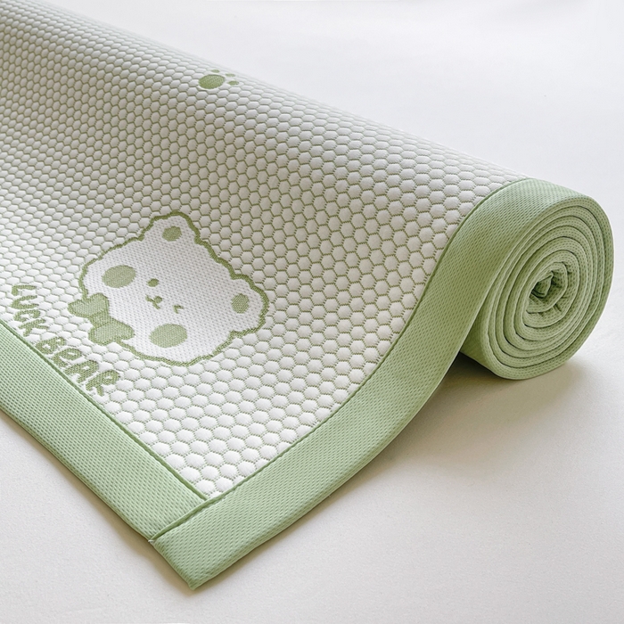 91家纺网 家纺一手货源 找家纺 梵朴 2025新款直播A类冰豆豆凉席席子三件套凉豆豆软凉席可机洗空调席子 LUCK熊-绿