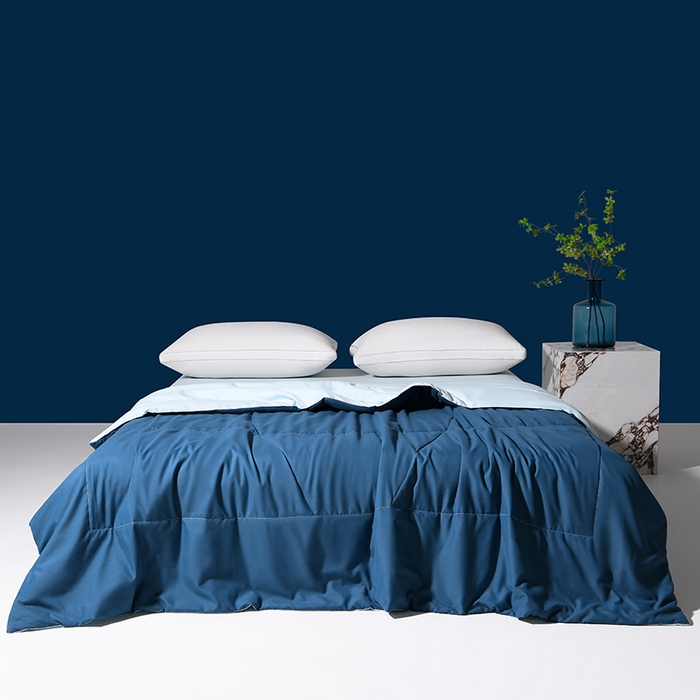 91家纺网 家纺一手货源 找家纺 招财狼家纺 2025新款亚朵同款7A活性印染抗菌夏凉被空调被夏被 凉感蓝