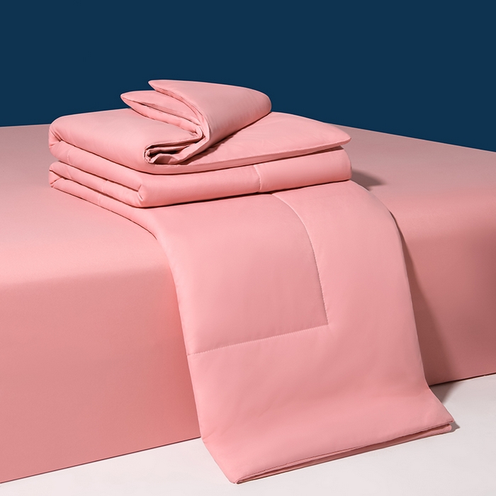 招财狼家纺 2025新款亚朵同款7A活性印染抗菌夏凉被空调被夏被 凉感粉