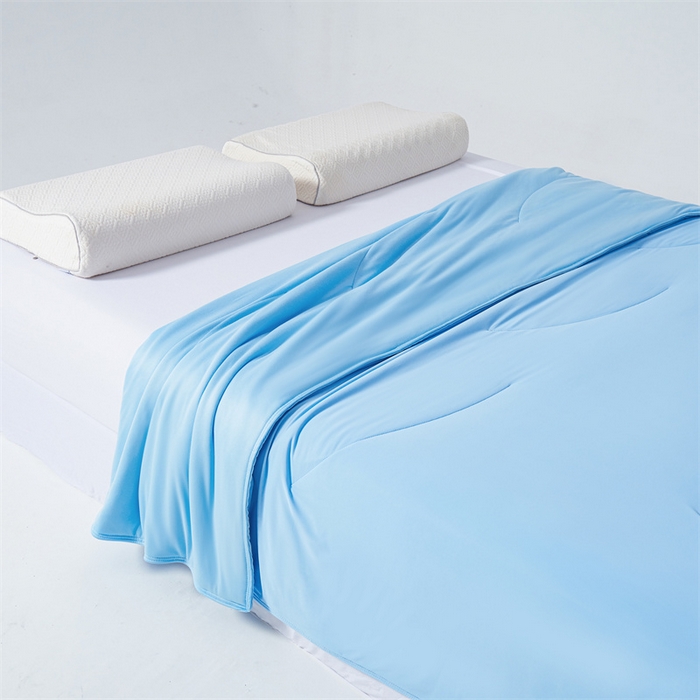 91家纺网 家纺一手货源 找家纺 满圆红家纺 2025新款满圆红星球同款双面双感夏凉被 极境冰蓝