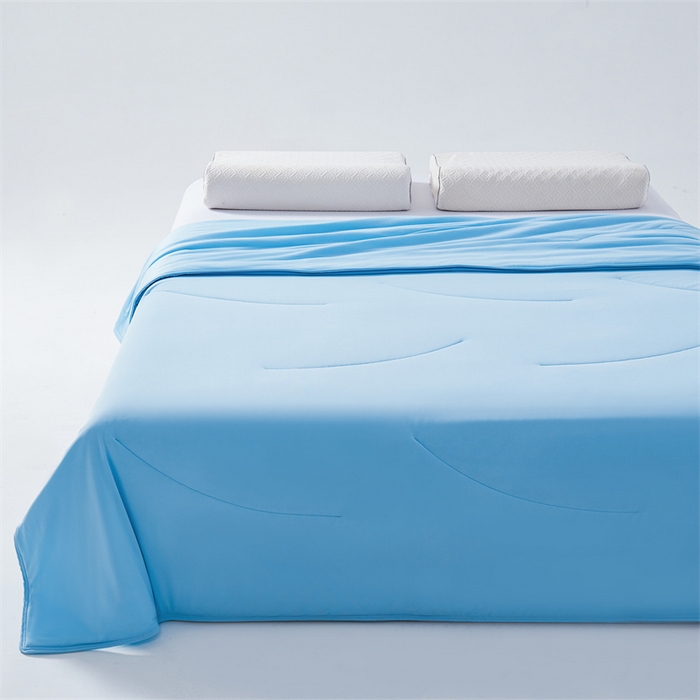 91家纺网 家纺一手货源 找家纺 满圆红家纺 2025新款满圆红星球同款双面双感夏凉被 极境冰蓝