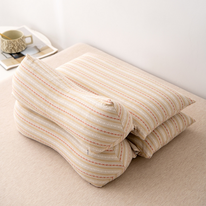 91家纺网 家纺一手货源 找家纺 大熊枕芯 2025新款全棉水洗棉荞麦三角组合枕 枕头枕芯 三角组合款-卡其 三角组合枕/对