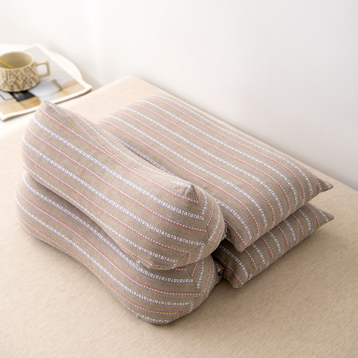 91家纺网 家纺一手货源 找家纺 大熊枕芯 2025新款全棉水洗棉荞麦三角组合枕 枕头枕芯 三角组合款-咖色 三角组合枕/对