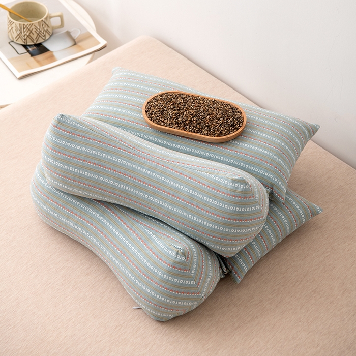 91家纺网 家纺一手货源 找家纺 大熊枕芯 2025新款全棉水洗棉荞麦三角组合枕 枕头枕芯 三角组合款-深蓝 三角组合枕/只