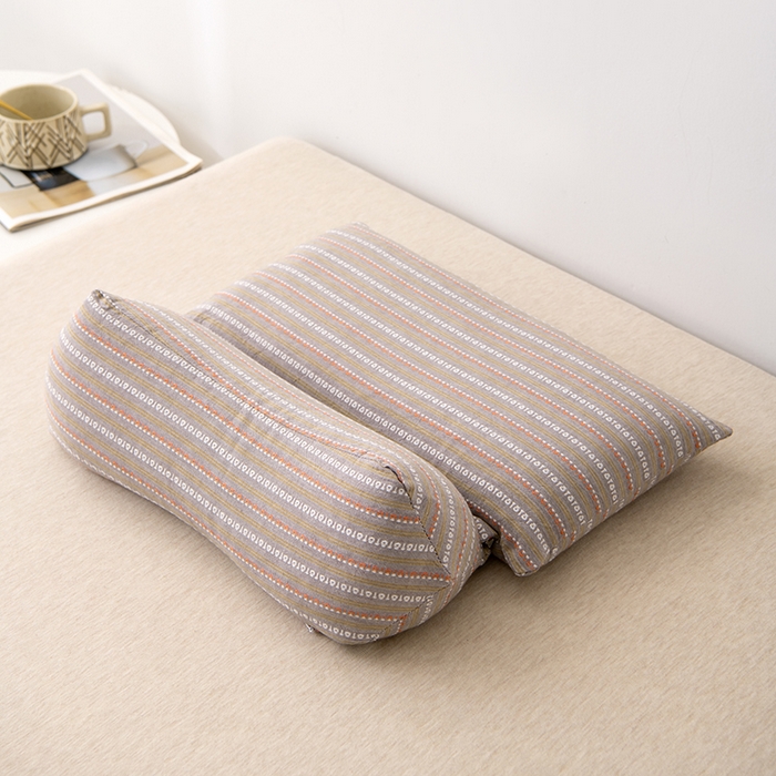 91家纺网 家纺一手货源 找家纺 大熊枕芯 2025新款全棉水洗棉荞麦三角组合枕 枕头枕芯 三角组合款-咖色 三角组合枕/对