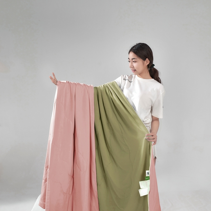 朴罗 （ 原岚图） 2025新款纯色亲肤舒适锦氨凉感夏被夏凉被空调被 西瓜粉绿