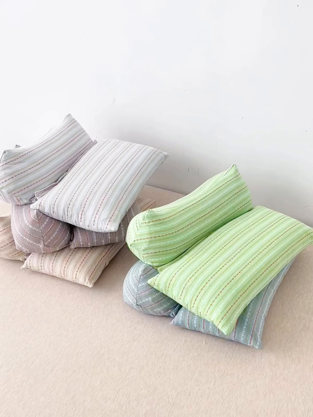 91家纺网 家纺一手货源 找家纺 大熊枕芯 2025新款全棉水洗棉荞麦三角组合枕 枕头枕芯 三角组合款-卡其 三角组合枕/对