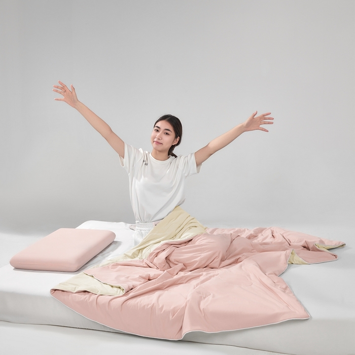 91家纺网 家纺一手货源 找家纺 朴罗 （ 原岚图） 2025新款纯色亲肤舒适锦氨凉感夏被夏凉被空调被 少女粉