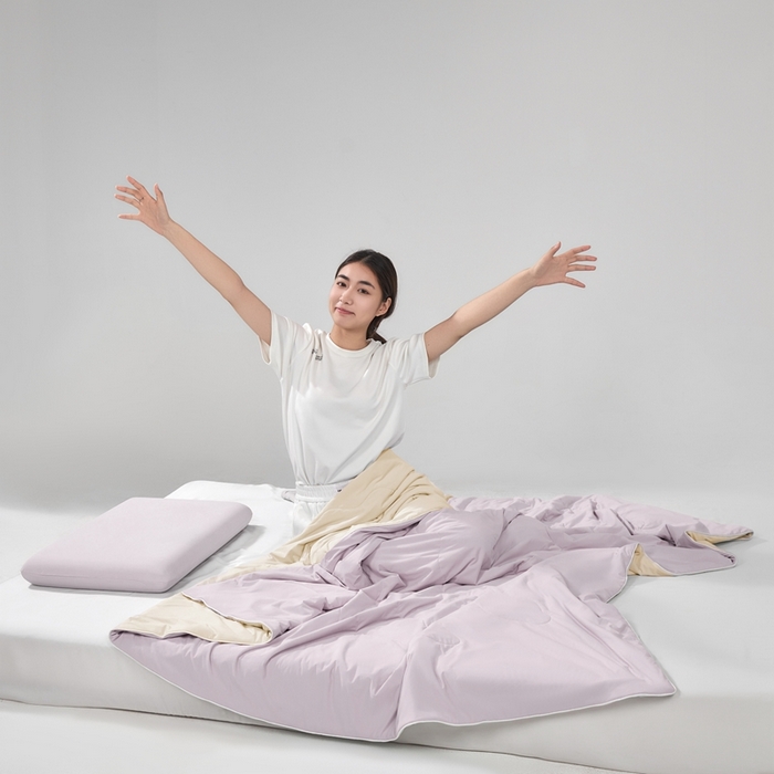 91家纺网 家纺一手货源 找家纺 朴罗 （ 原岚图） 2025新款纯色亲肤舒适锦氨凉感夏被夏凉被空调被 微醺紫