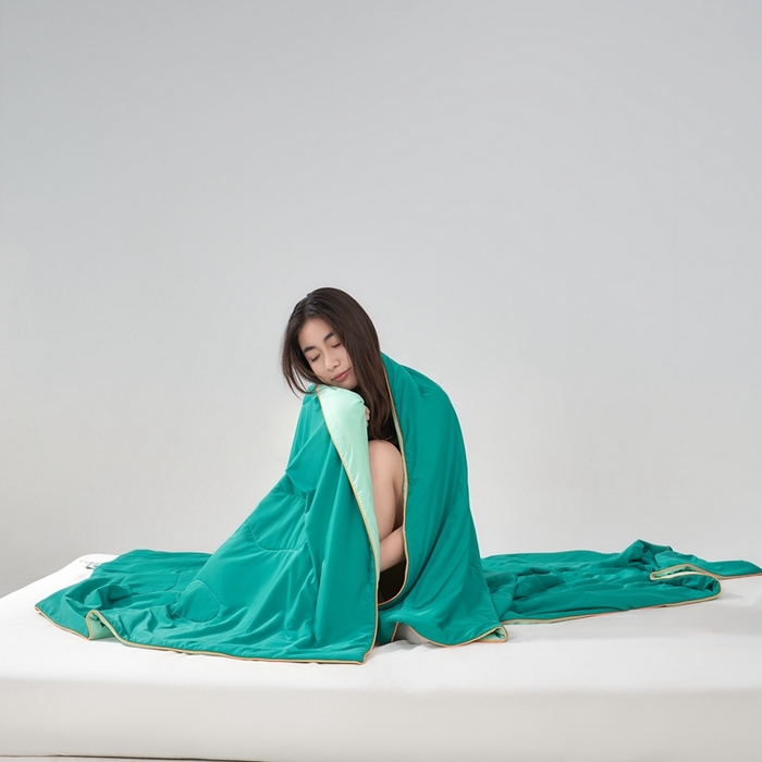 91家纺网 家纺一手货源 找家纺 朴罗 （ 原岚图） 2025新款纯色亲肤舒适锦氨凉感夏被夏凉被空调被 深睡绿