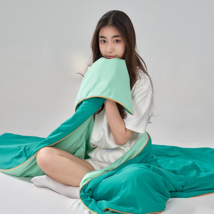 91家纺网 家纺一手货源 找家纺 朴罗 （ 原岚图） 2025新款纯色亲肤舒适锦氨凉感夏被夏凉被空调被 深睡绿