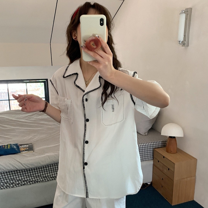 91家纺网 家纺一手货源 找家纺 妍景家居生活馆 2025新款25625-衬衫款韩系简约套装 白色