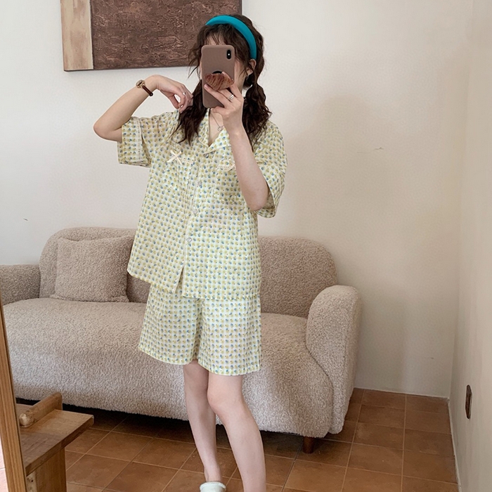 91家纺网 家纺一手货源 找家纺 （总）妍景家居生活馆 2025新款25630-简约格子碎花套装