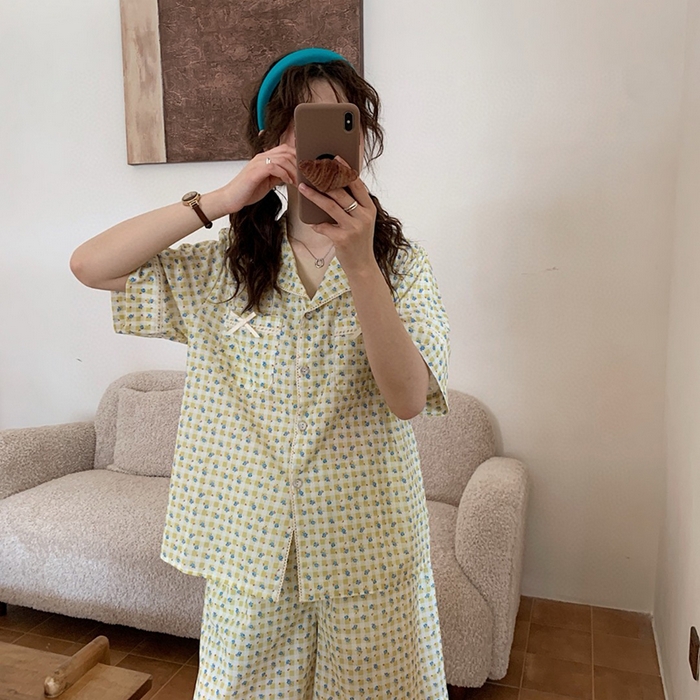 91家纺网 家纺一手货源 找家纺 （总）妍景家居生活馆 2025新款25630-简约格子碎花套装