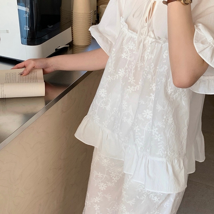 91家纺网 家纺一手货源 找家纺 妍景家居生活馆 2025新款25637-雏菊绣花百搭套装 白色