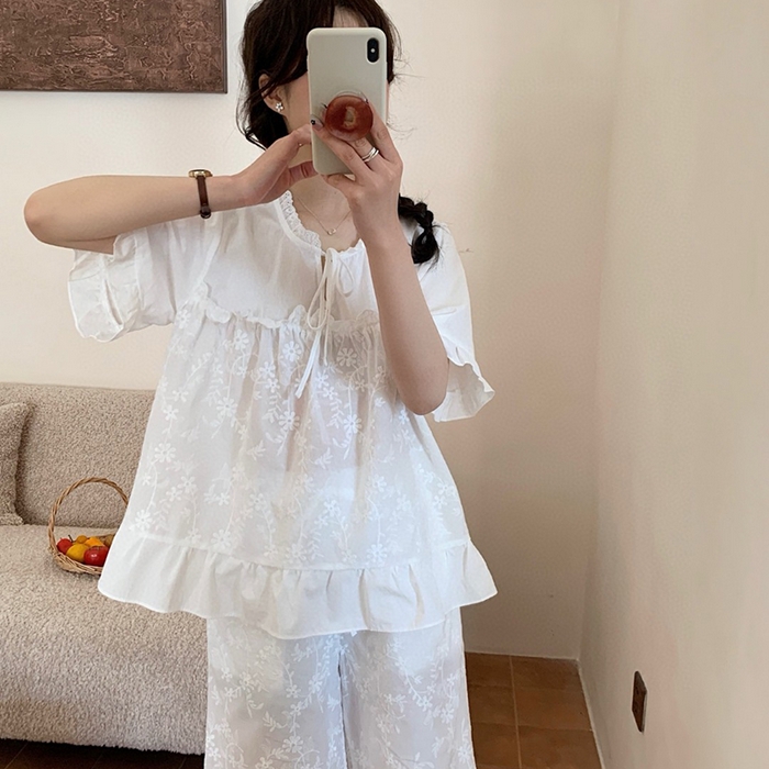 91家纺网 家纺一手货源 找家纺 妍景家居生活馆 2025新款25637-雏菊绣花百搭套装 白色