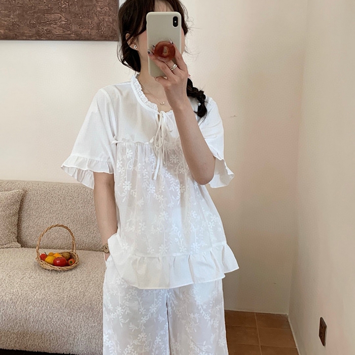 91家纺网 家纺一手货源 找家纺 妍景家居生活馆 2025新款25637-雏菊绣花百搭套装 白色