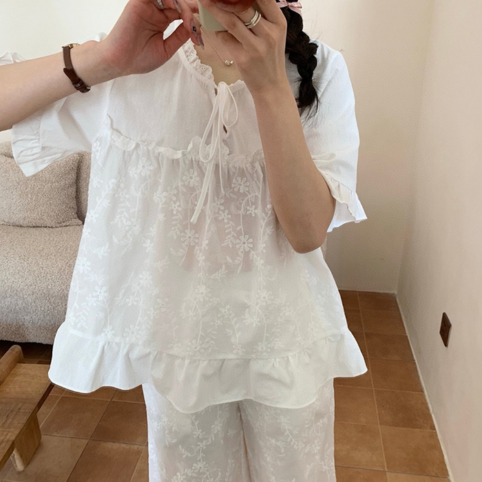 91家纺网 家纺一手货源 找家纺 妍景家居生活馆 2025新款25637-雏菊绣花百搭套装 白色