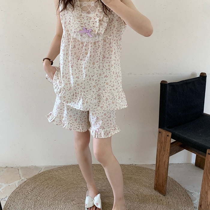 91家纺网 家纺一手货源 找家纺 （总）妍景家居生活馆 2025新款25638-碎花方领无袖套装