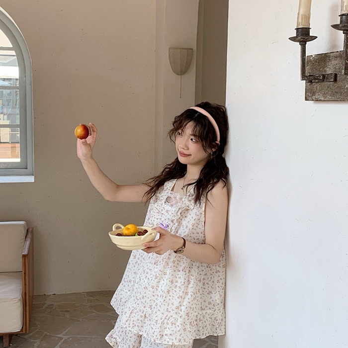 91家纺网 家纺一手货源 找家纺 （总）妍景家居生活馆 2025新款25638-碎花方领无袖套装