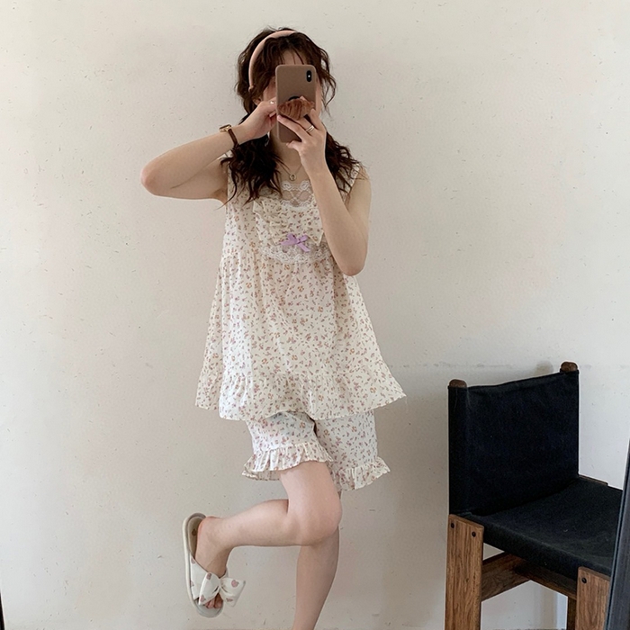 91家纺网 家纺一手货源 找家纺 （总）妍景家居生活馆 2025新款25638-碎花方领无袖套装