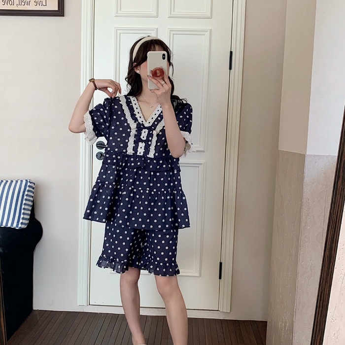 91家纺网 家纺一手货源 找家纺 （总）妍景家居生活馆 2025新款25639-蕾丝绣花V领套装