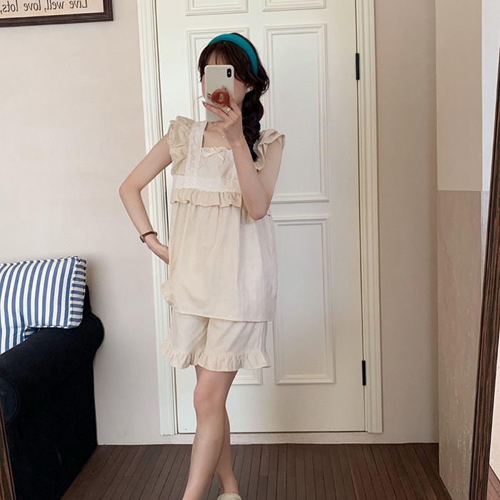 91家纺网 家纺一手货源 找家纺 （总）妍景家居生活馆 2025新款25652-无袖蕾丝纱布套装