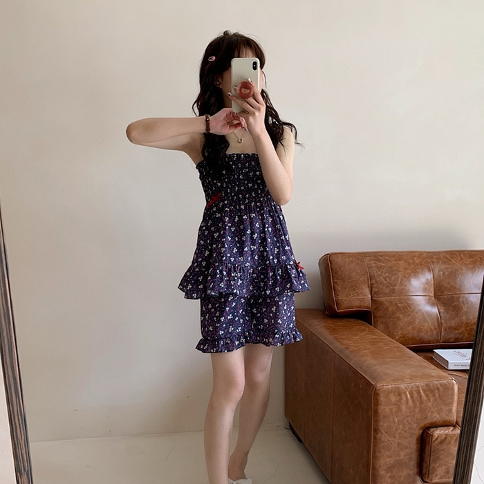 （总）妍景家居生活馆 2025新款25657-无袖满印碎花套装