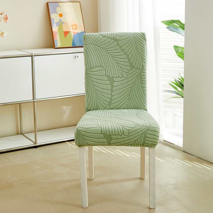 丝绮鹿 2025新款雕花绒大叶子椅子套松紧款 薄荷绿