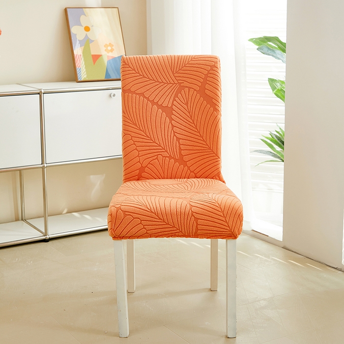 丝绮鹿 2025新款雕花绒大叶子椅子套松紧款 橘色