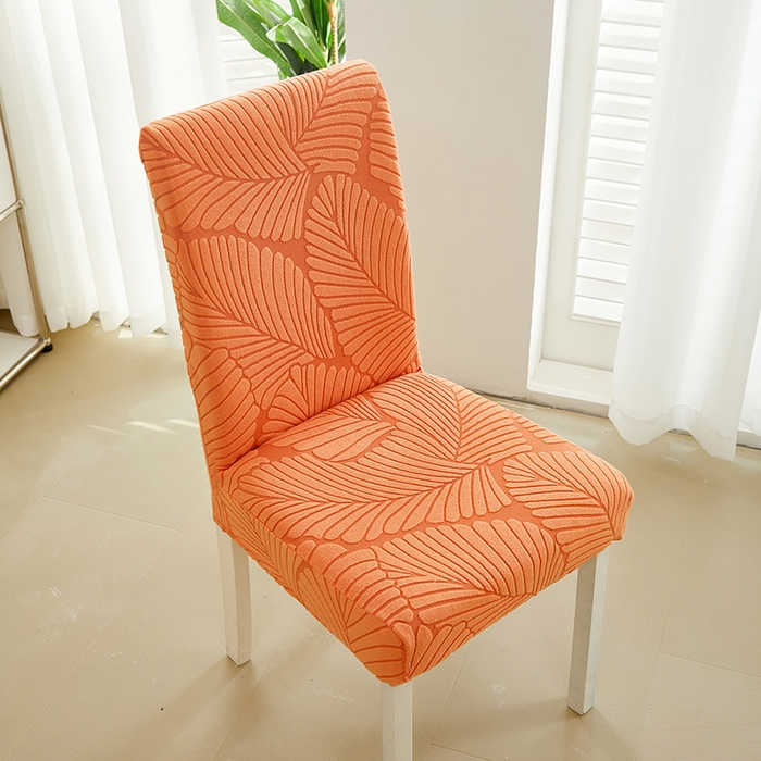 91家纺网 家纺一手货源 找家纺 丝绮鹿 2025新款雕花绒大叶子椅子套松紧款 橘色