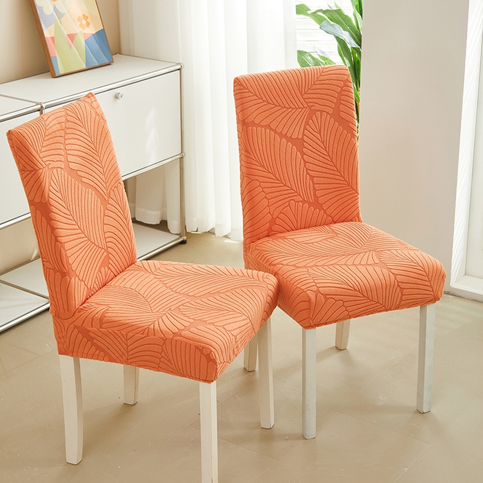 91家纺网 家纺一手货源 找家纺 丝绮鹿 2025新款雕花绒大叶子椅子套松紧款 橘色