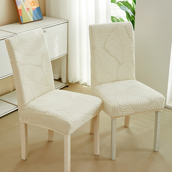 91家纺网 家纺一手货源 找家纺 丝绮鹿 2025新款雕花绒大叶子椅子套松紧款 米白