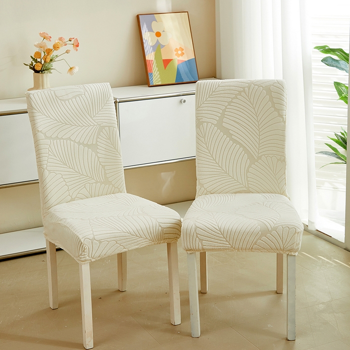 91家纺网 家纺一手货源 找家纺 丝绮鹿 2025新款雕花绒大叶子椅子套松紧款 米白