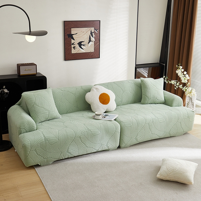 91家纺网 家纺一手货源 找家纺 （总）丝绮鹿 2025新款雕花绒大叶子沙发套松紧款（直排）