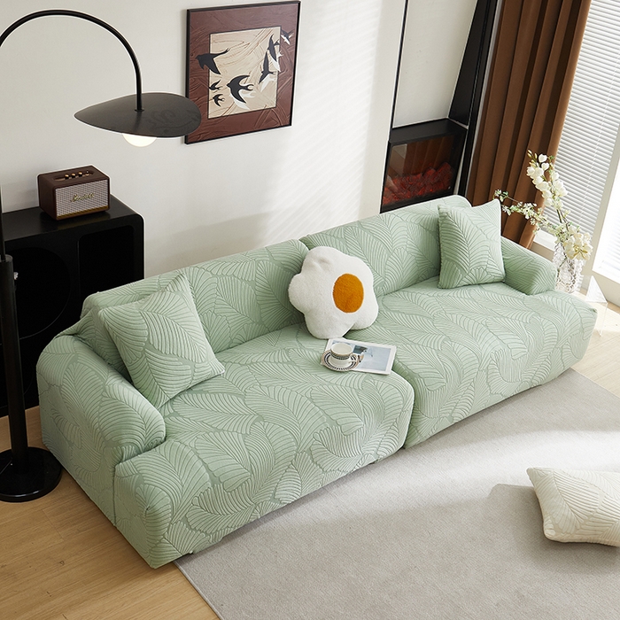 91家纺网 家纺一手货源 找家纺 （总）丝绮鹿 2025新款雕花绒大叶子沙发套松紧款（直排）