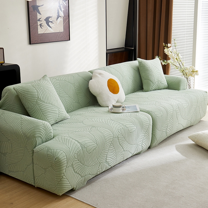 91家纺网 家纺一手货源 找家纺 （总）丝绮鹿 2025新款雕花绒大叶子沙发套松紧款（直排）