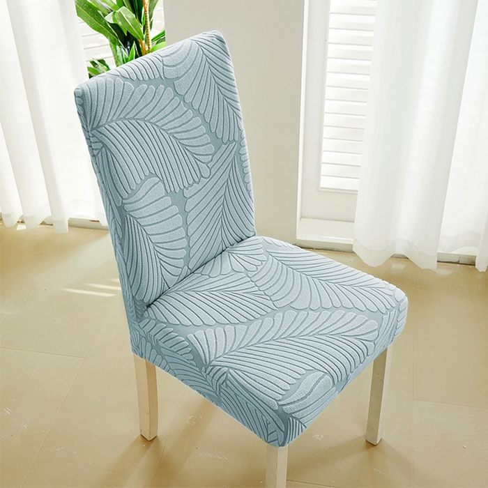 91家纺网 家纺一手货源 找家纺 丝绮鹿 2025新款雕花绒大叶子椅子套松紧款 雾霾蓝