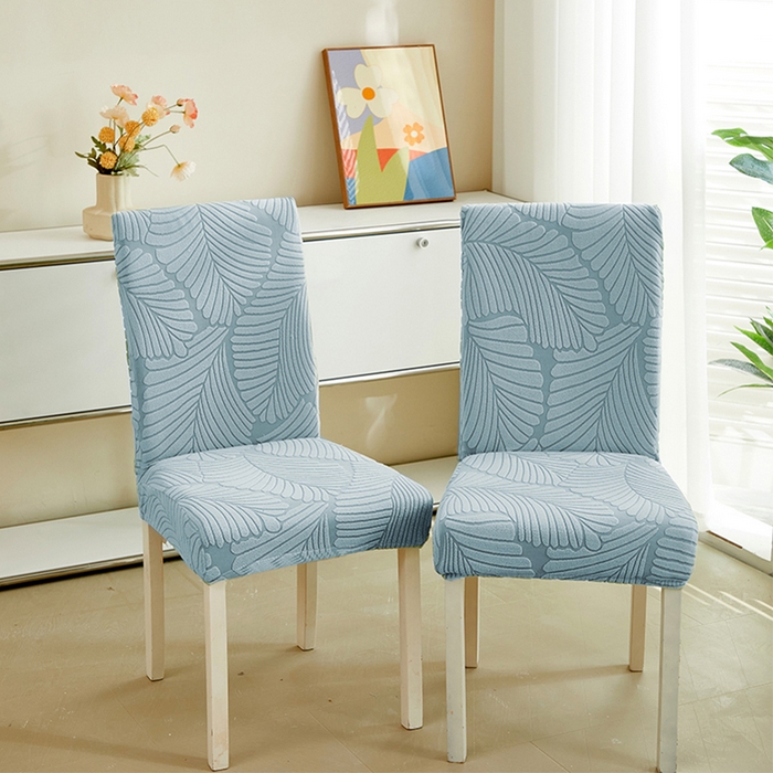 91家纺网 家纺一手货源 找家纺 丝绮鹿 2025新款雕花绒大叶子椅子套松紧款 雾霾蓝