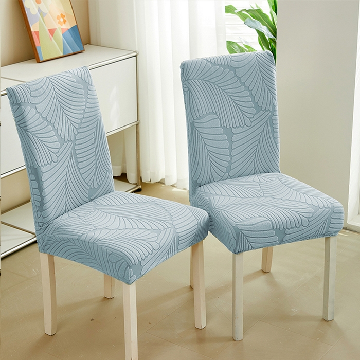 91家纺网 家纺一手货源 找家纺 丝绮鹿 2025新款雕花绒大叶子椅子套松紧款 雾霾蓝