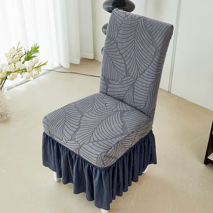 91家纺网 家纺一手货源 找家纺 丝绮鹿 2025新款雕花绒大叶子椅子套裙边款 深灰