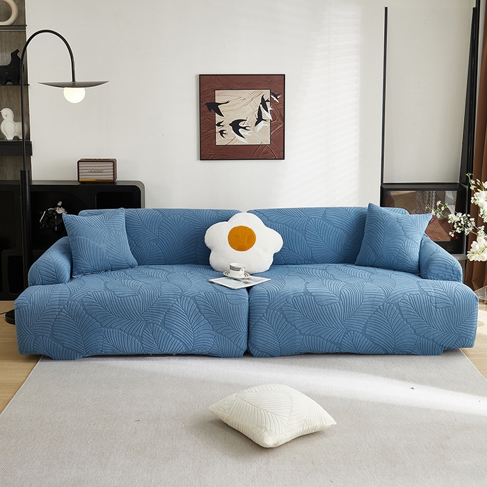 91家纺网 家纺一手货源 找家纺 （总）丝绮鹿 2025新款雕花绒大叶子沙发套松紧款（直排）