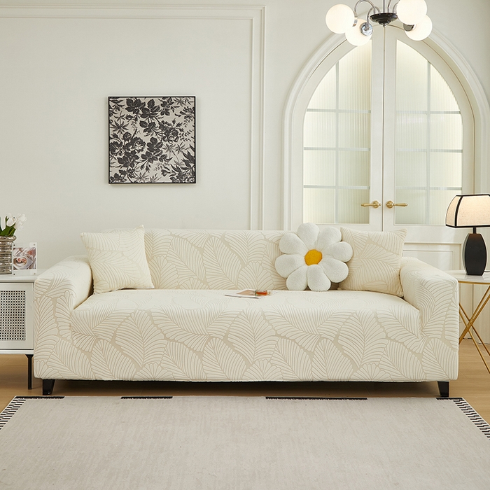 91家纺网 家纺一手货源 找家纺 （总）丝绮鹿 2025新款雕花绒大叶子沙发套松紧款（三人图）