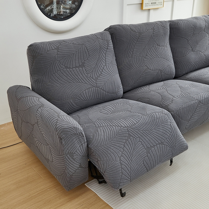 91家纺网 家纺一手货源 找家纺 丝绮鹿 2025新款雕花绒大叶子芝华士沙发套 深灰